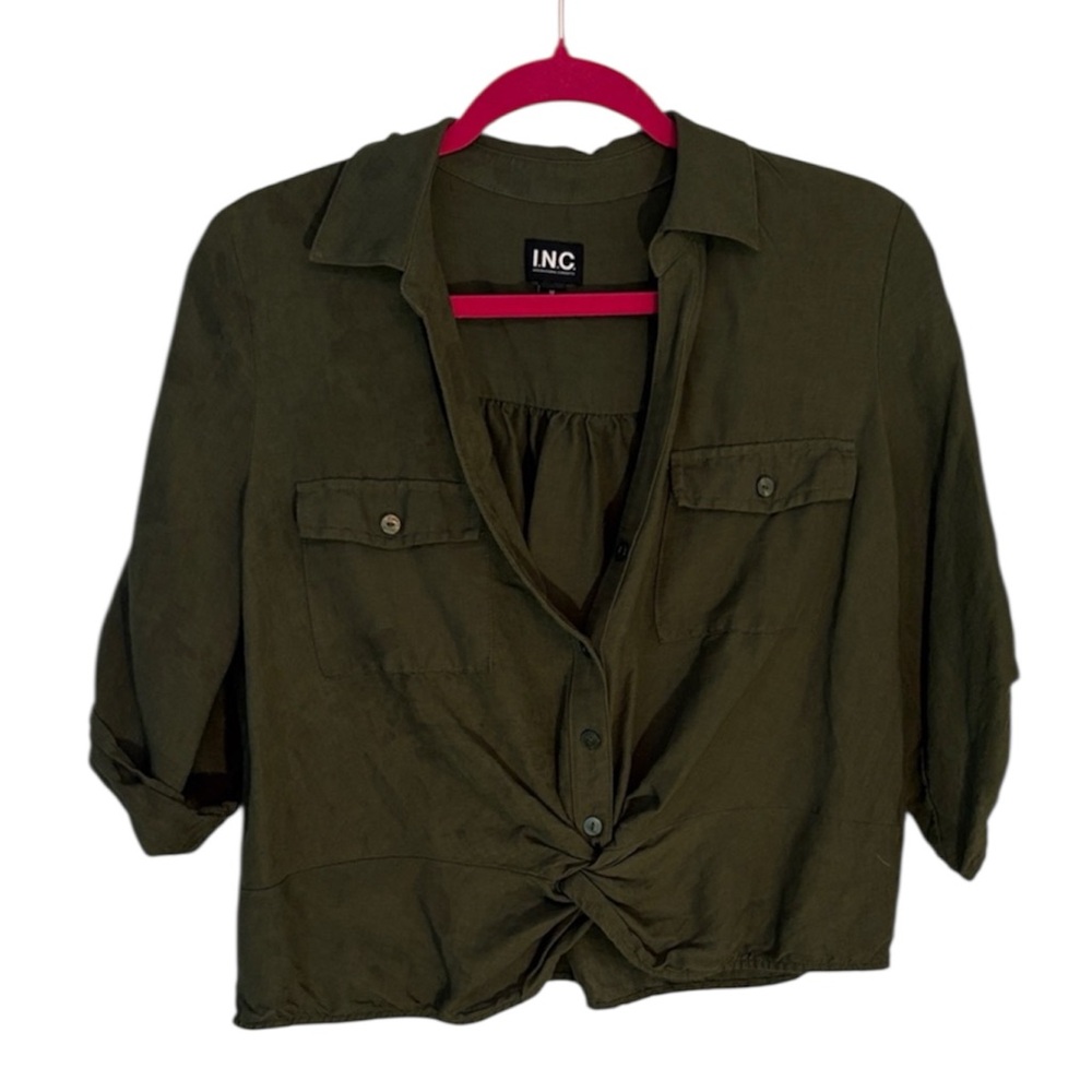 INC International Concepts Olive Button Down Shirt
